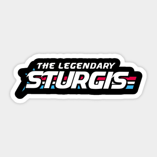 The legendary sturgis in red white and blue Sticker